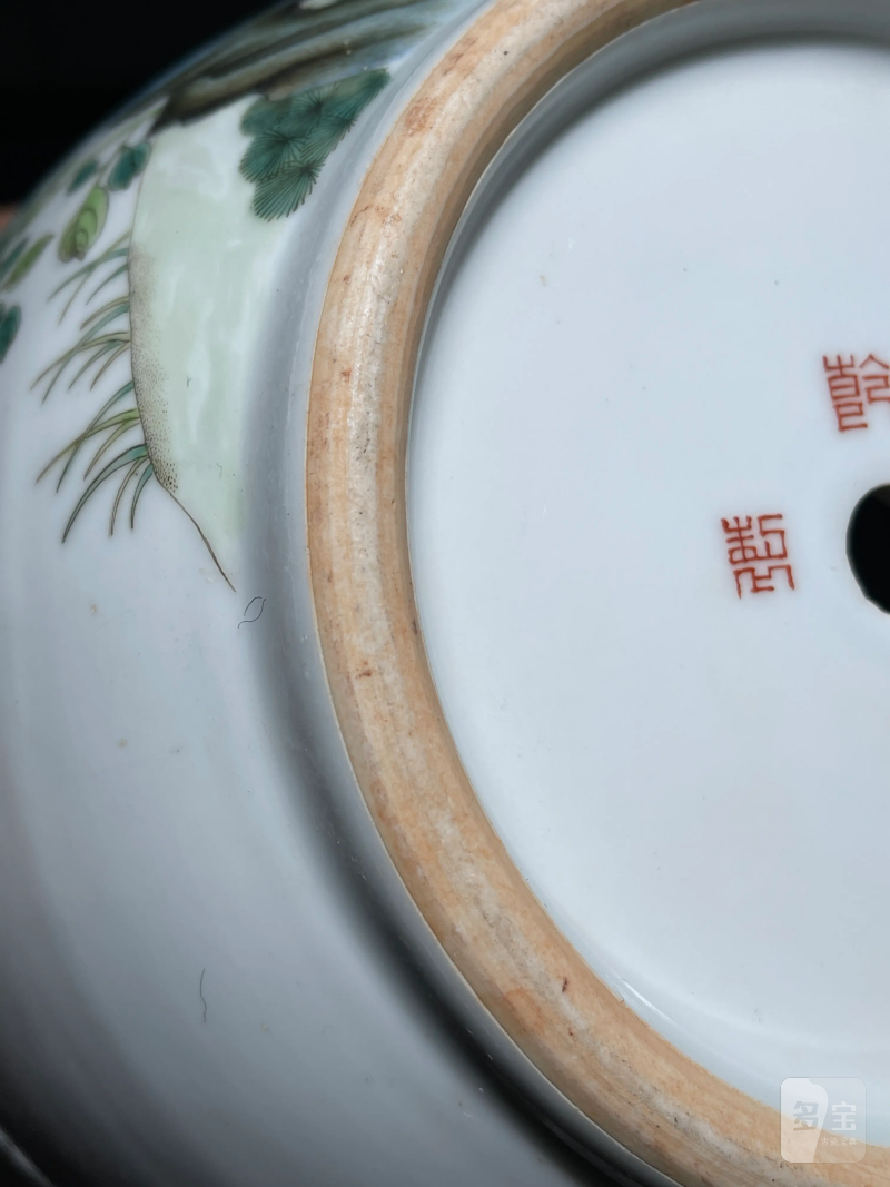 民国 粉彩双鹿纹花盆一对 - 图20